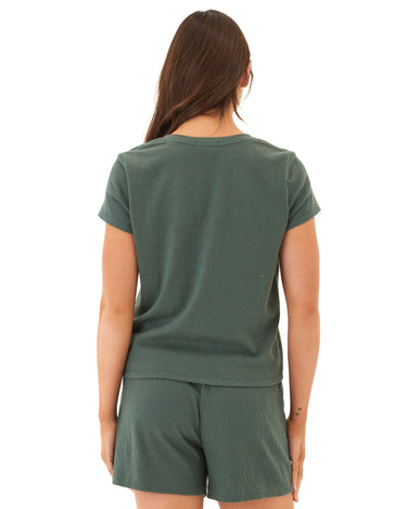 Aylani Smocked Jersey V-Neck Top Threads 4 Thought