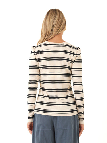 Nimia Feather Rib Puff Shoulder Top Womens Tops Long Shirt Threads 4 Thought
