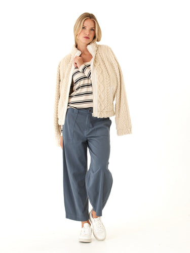 Nimia Feather Rib Puff Shoulder Top Womens Tops Long Shirt Threads 4 Thought