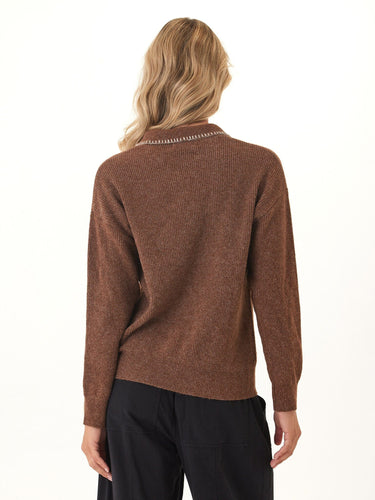 Julieta Cozy Solid Knit Long Sleeve Sweater Polo Womens Outerwear Sweater Threads 4 Thought