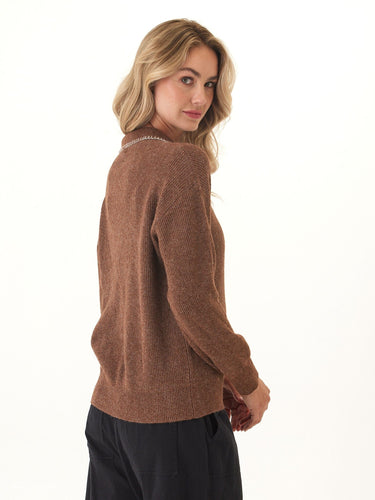 Julieta Cozy Solid Knit Long Sleeve Sweater Polo Womens Outerwear Sweater Threads 4 Thought