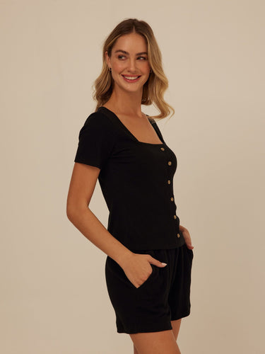 Jamila Smocked Jersey Short Sleeve Womens Tops Short Shirt Threads 4 Thought