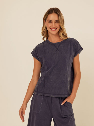 Laurie Mineral Wash Eco Jersey Tee Womens Tops Short Shirt Threads 4 Thought