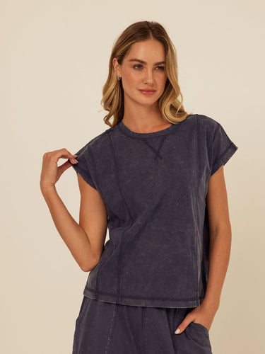 Laurie Mineral Wash Eco Jersey Tee Womens Tops Short Shirt Threads 4 Thought