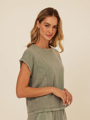 Laurie Mineral Wash Eco Jersey Tee Womens Tops Short Shirt Threads 4 Thought