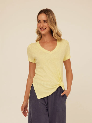 Norma Textured Slub Jersey Knotted Tee Womens Tops Short Tee Threads 4 Thought