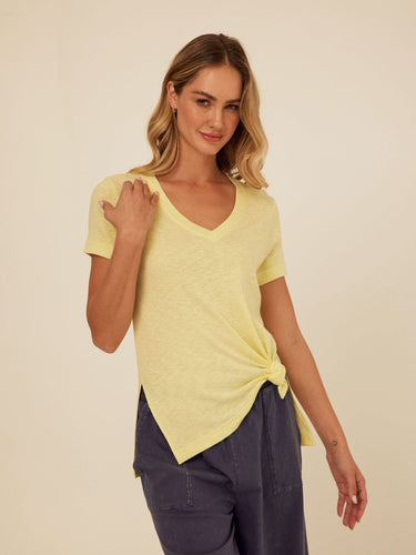 Norma Textured Slub Jersey Knotted Tee Womens Tops Short Tee Threads 4 Thought