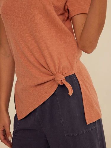 Norma Textured Slub Jersey Knotted Tee Womens Tops Short Tee Threads 4 Thought