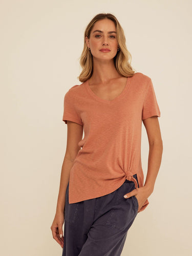 Norma Textured Slub Jersey Knotted Tee Womens Tops Short Tee Threads 4 Thought