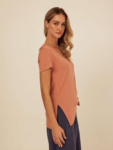 Norma Textured Slub Jersey Knotted Tee Womens Tops Short Tee Threads 4 Thought