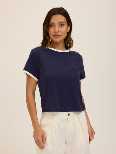 Shelbie Triblend Jersey Pocket Ringer Tee Womens Tops Short Tee Threads 4 Thought