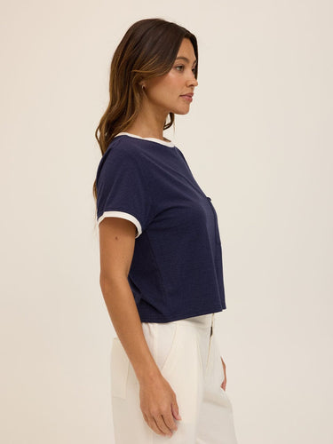 Shelbie Triblend Jersey Pocket Ringer Tee Womens Tops Short Tee Threads 4 Thought