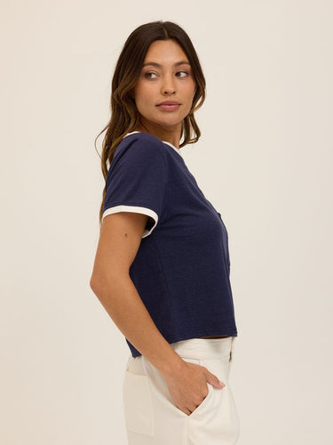Shelbie Triblend Jersey Pocket Ringer Tee Womens Tops Short Tee Threads 4 Thought