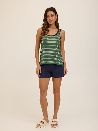 Madelena Tripoli Stripe Textured Slub Jersey Tank Threads 4 Thought