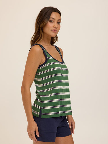 Madelena Tripoli Stripe Textured Slub Jersey Tank Threads 4 Thought