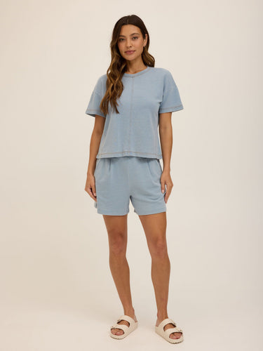 Emily Denim Terry Tee Womens Tops Short Shirt Threads 4 Thought
