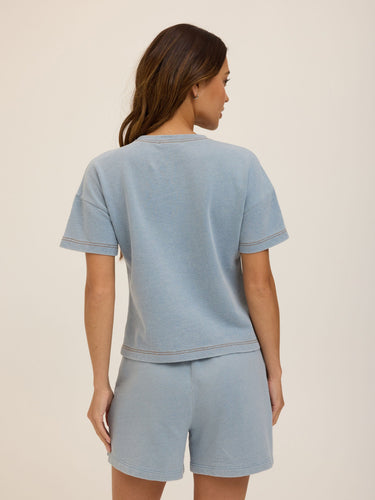 Emily Denim Terry Tee Womens Tops Short Shirt Threads 4 Thought