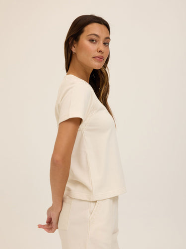 Keilani Cotton Terry Lace Mix Tee Womens Tops Short Shirt Threads 4 Thought