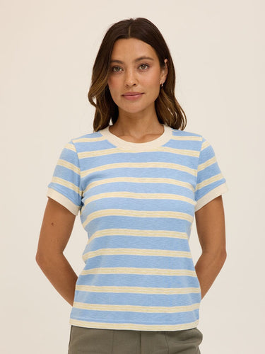 Tamarah Stripe Textured Slub Jersey Crew Tee Threads 4 Thought