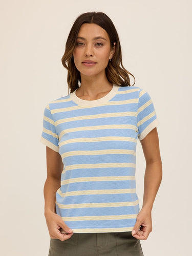 Tamarah Stripe Textured Slub Jersey Crew Tee Threads 4 Thought
