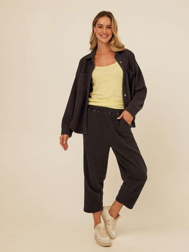 Blaire Mineral Wash Fleece Button-Down Womens Tops Long Shirt Threads 4 Thought