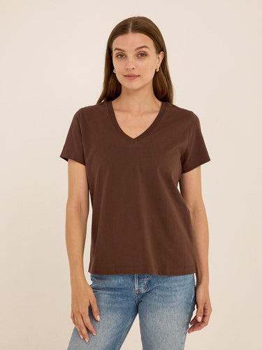 Aria Organic Cotton V-Neck Tee Womens Tops Short Tee Threads 4 Thought