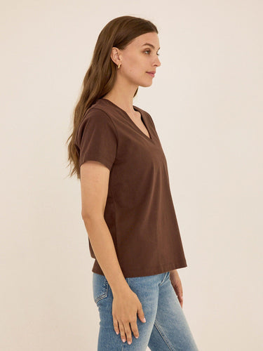 Aria Organic Cotton V-Neck Tee Womens Tops Short Tee Threads 4 Thought
