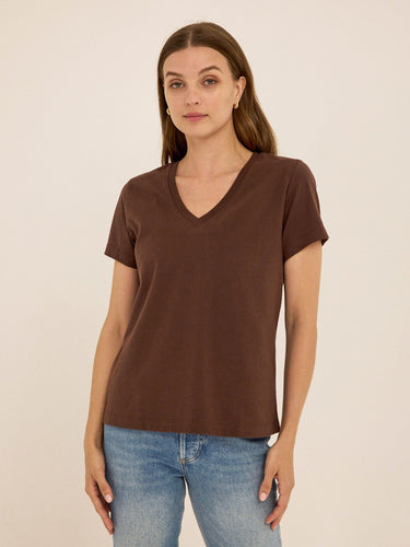 Aria Organic Cotton V-Neck Tee Womens Tops Short Tee Threads 4 Thought