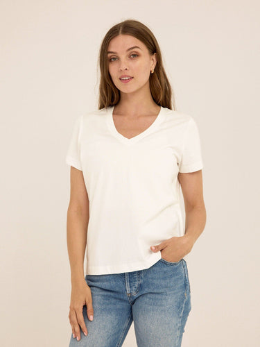Aria Organic Cotton V-Neck Tee Womens Tops Short Tee Threads 4 Thought