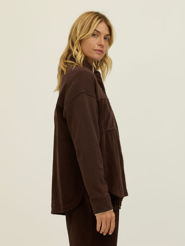 Peggy Terry Corduroy Mix Button-Down Womens Tops Long Shirt Threads 4 Thought