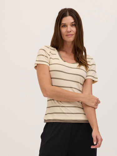 Pearl Caribbean Stripe Feather Rib Layered Tee Threads 4 Thought