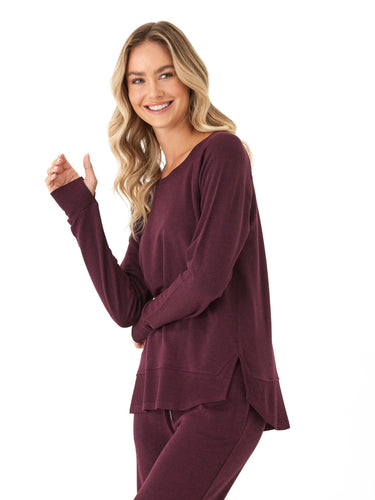 Leelu Feather Fleece Raglan Pullover Womens Tops Long Tee Threads 4 Thought