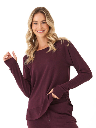 Leelu Feather Fleece Raglan Pullover Womens Tops Long Tee Threads 4 Thought
