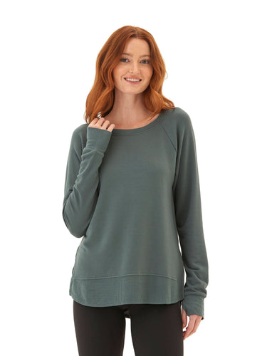 Leelu Feather Fleece Raglan Pullover Womens Tops Long Tee Threads 4 Thought