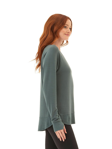 Leelu Feather Fleece Raglan Pullover Womens Tops Long Tee Threads 4 Thought