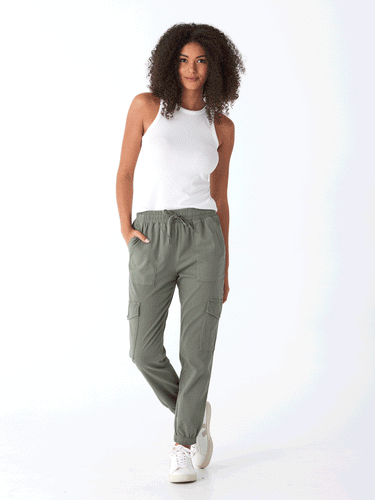 Delilah Stretch Twill Cargo Jogger 27" Womens Bottoms Pants Threads 4 Thought