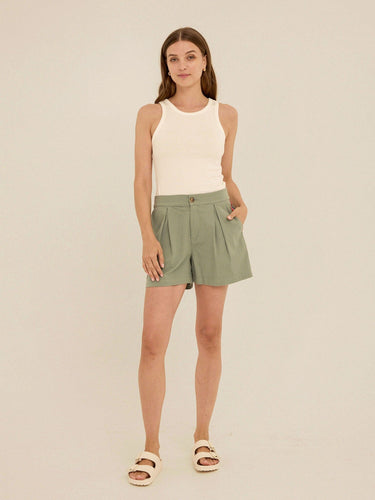 Selene Stretch Twill Pleated Trim Detail Short Womens Bottoms Shorts Threads 4 Thought