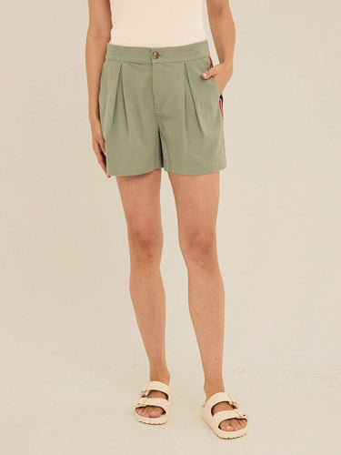 Selene Stretch Twill Pleated Trim Detail Short Womens Bottoms Shorts Threads 4 Thought