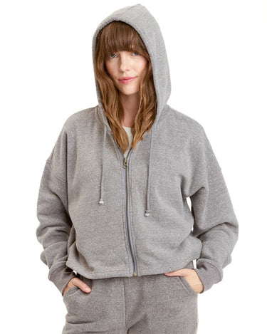 Venetia Triblend Fleece Crop Zip Hoodie Womens Outerwear Sweatshirt Threads 4 Thought 