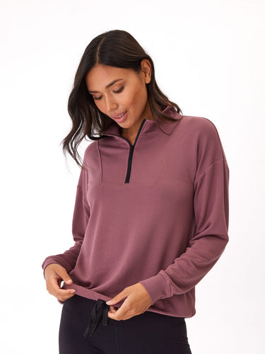 Nyla Feather Fleece Half Zip Pullover Womens Outerwear Sweatshirt Threads 4 Thought