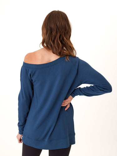 Ohara Feather Fleece Off Shoulder Sweatshirt Womens Tops Long Threads 4 Thought