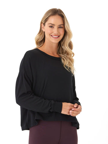Raylin Feather Fleece Back Detail Top Womens Tops Long Tee Threads 4 Thought
