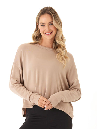 Raylin Feather Fleece Back Detail Top Womens Tops Long Tee Threads 4 Thought