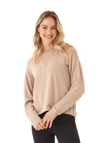 Darby Feather Fleece Panel Pullover Womens Tops Long Tee Threads 4 Thought