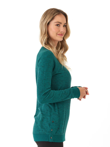 Ismene Rhythm Slub Snap Detail Long Sleeve Womens Tops Long Tee Threads 4 Thought