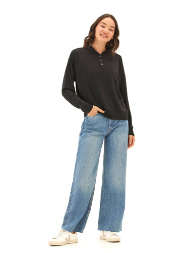 Diyanna Modal Terry Henley Hoodie Womens Outerwear Sweatshirt Threads 4 Thought