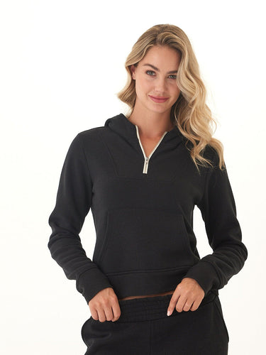 Tyra Triblend Fleece Quarter Zip Hoodie Womens Outerwear Sweatshirt Threads 4 Thought