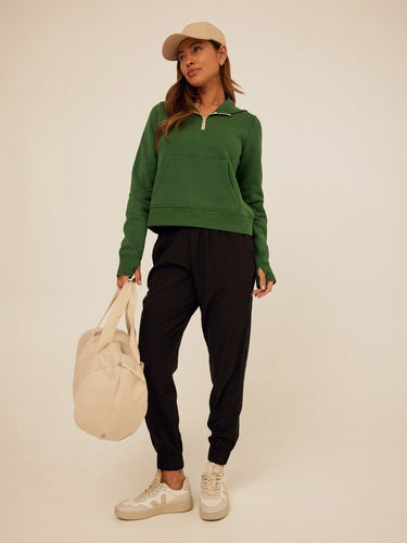 Tyra Triblend Fleece Quarter Zip Hoodie Womens Outerwear Sweatshirt Threads 4 Thought