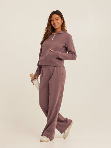Tyra Triblend Fleece Quarter Zip Hoodie Womens Outerwear Sweatshirt Threads 4 Thought