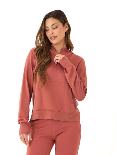 Natia Feather Fleece 1/4-Zip Hoodie Womens Outerwear Sweatshirt Threads 4 Thought